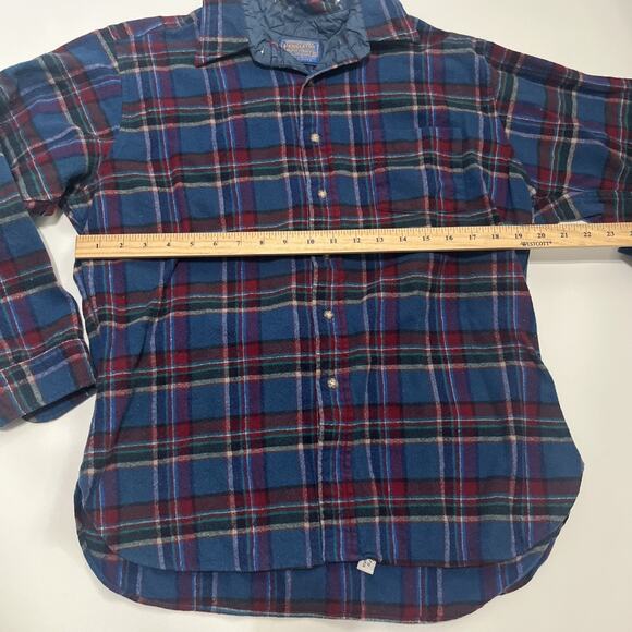 Pendleton Wool Button Up Flannel Shirt XL Blue Maroon Warm - Picture 6 of 7
